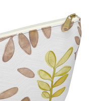 Watercolor Tossed Leaves Accessory Pouch w T-bottom in Red